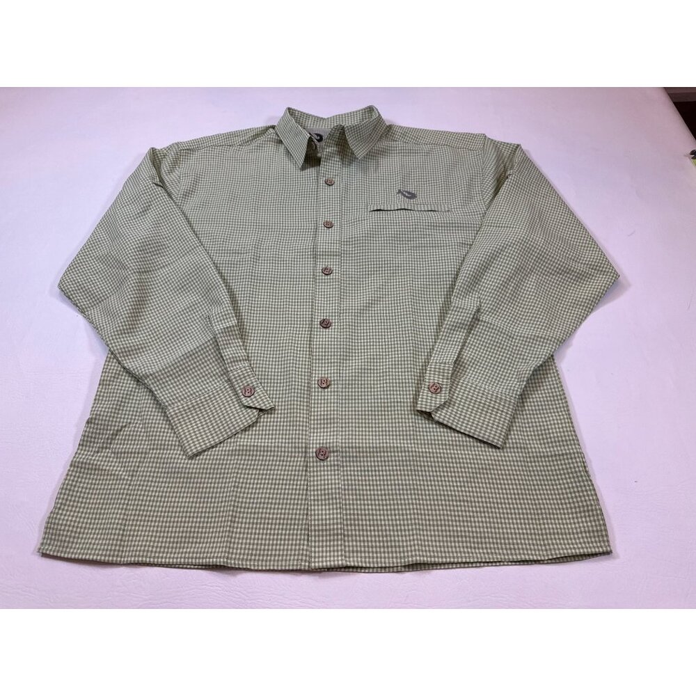 Mojo Mens Green Gingham Long Sleeve Button-Up Shirt L Cotton Blend (Y254)